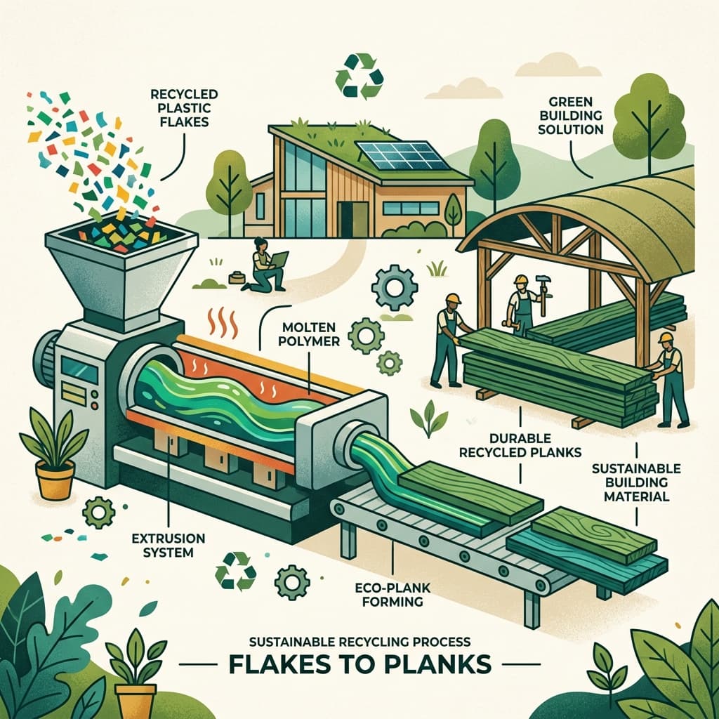 Proceso de extrusión de plástico reciclado